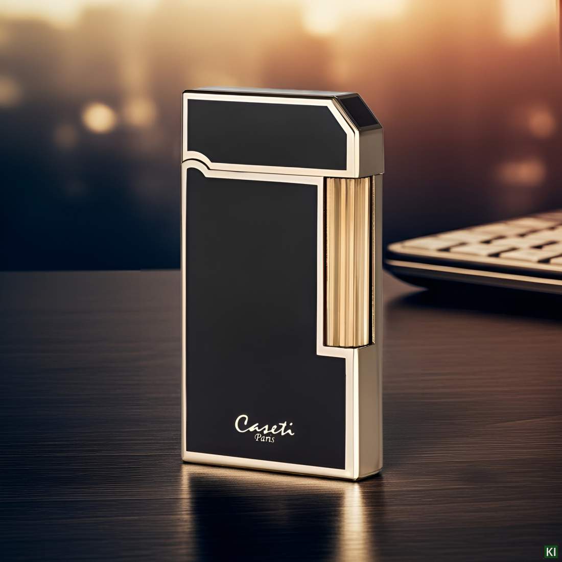 Caseti Paris Feuerzeug Rom schwarz mit gold