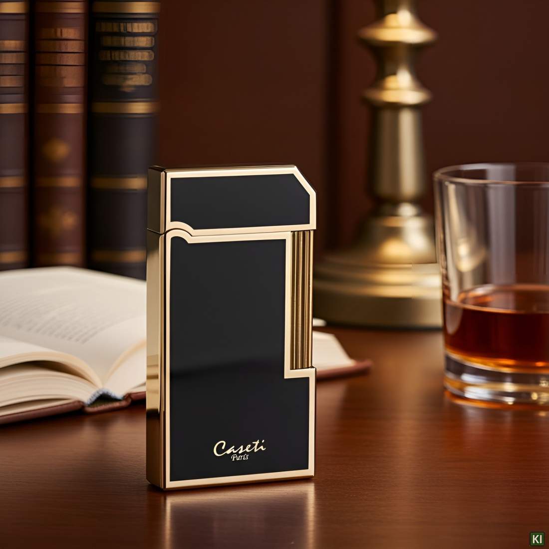 Caseti Paris Feuerzeug Rom schwarz mit gold