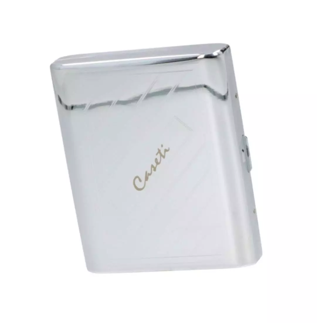 Produktbild: Zigarettenetui Caseti Chrom poliert mit Linien 18er schräg