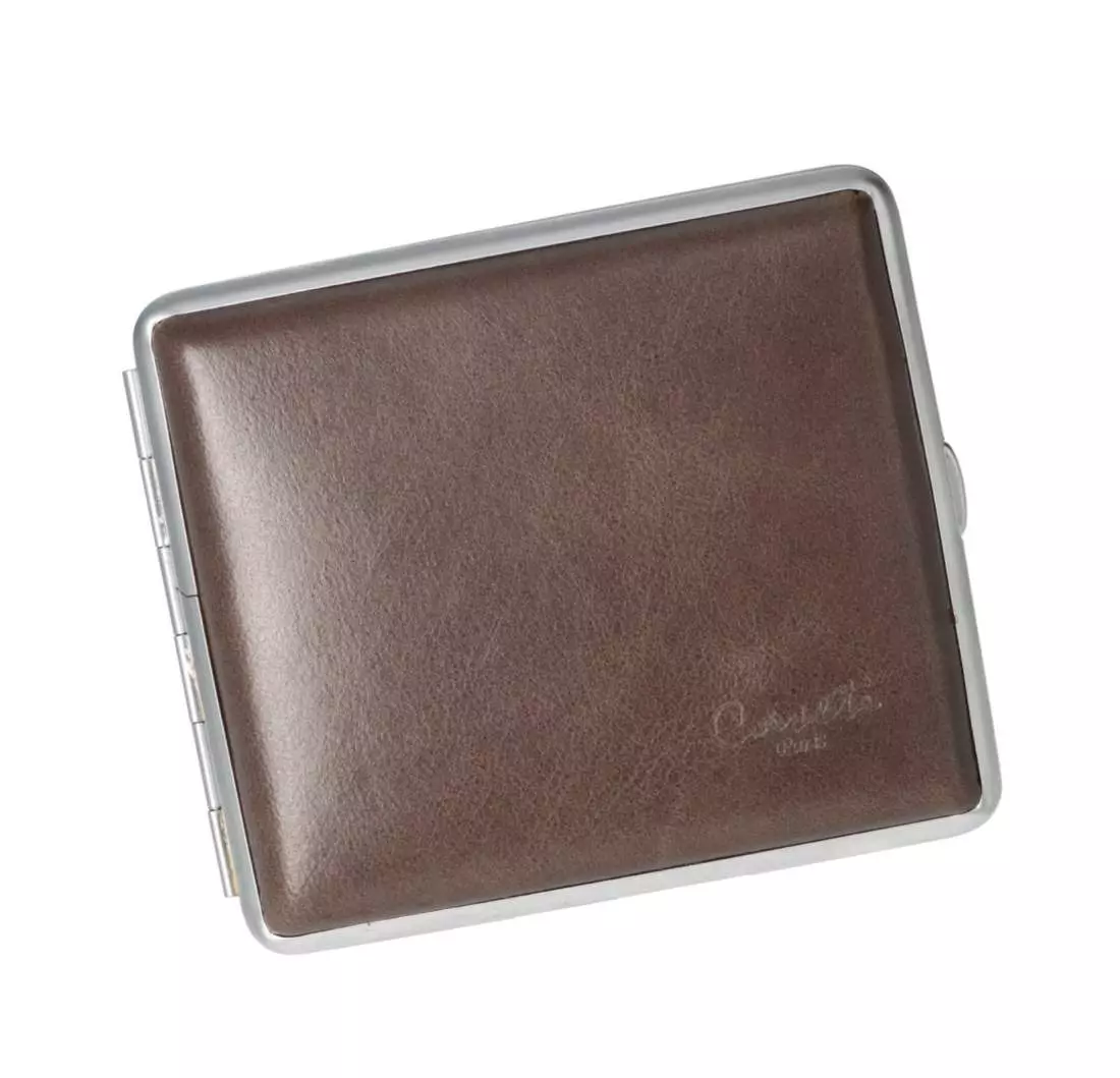 Produktbild: Zigarettenetui Caseti Leder grau 18er schräg