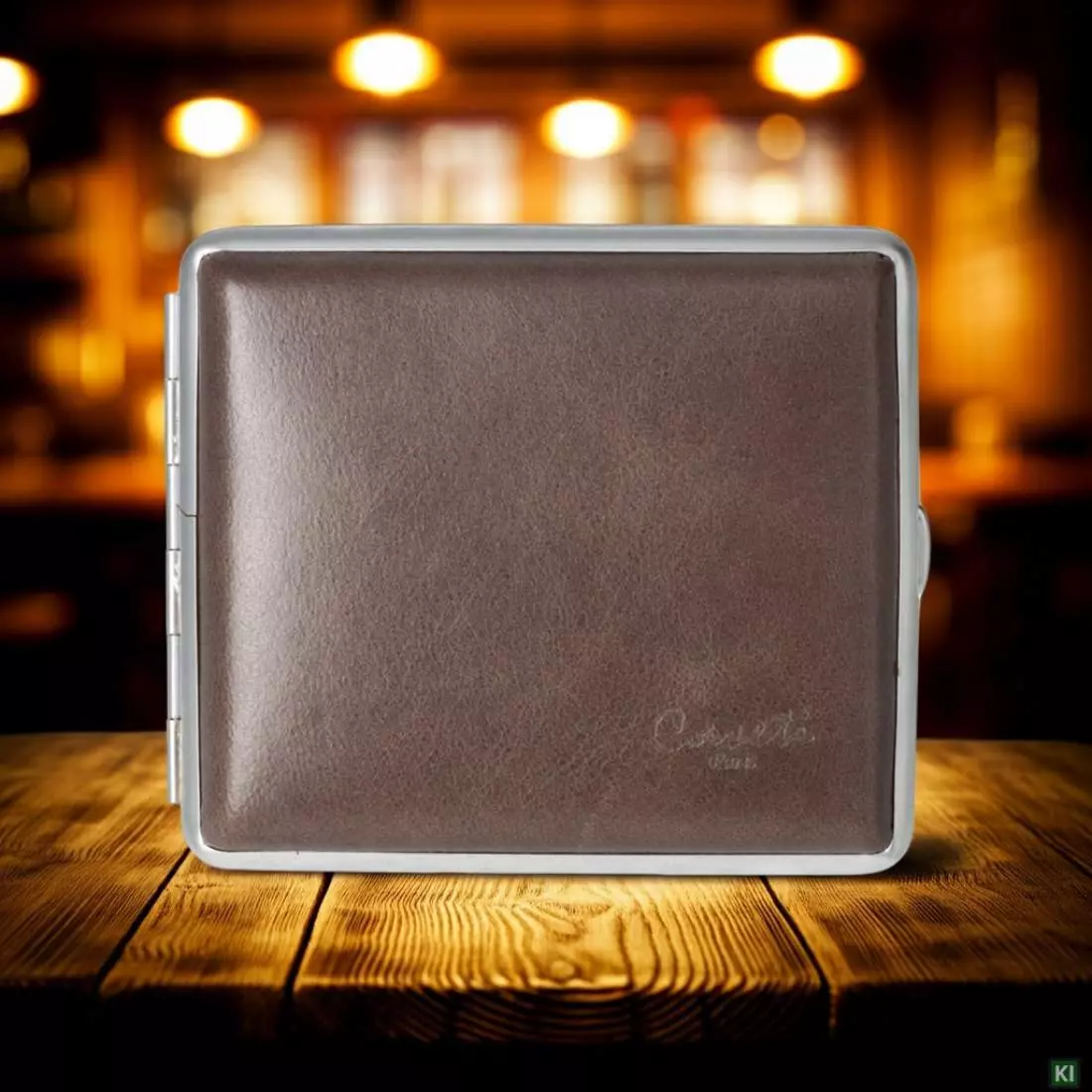 Produktbild: Zigarettenetui Caseti Leder grau 18er stehend