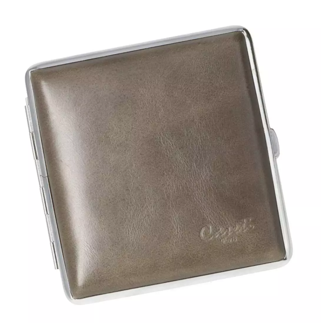 Produktbild: Zigarettenetui Caseti Leder grau 20er schräg