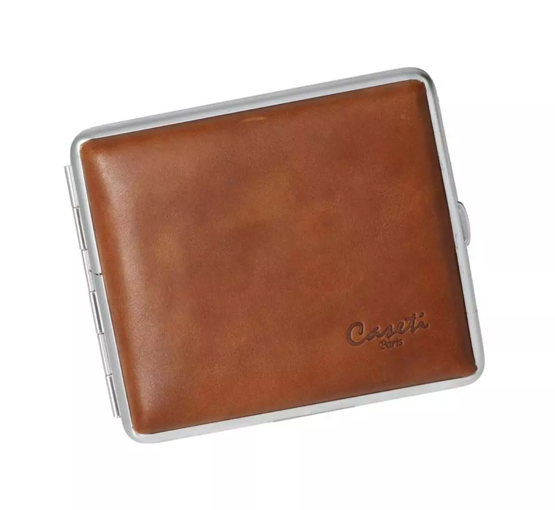 Produktbild: Zigarettenetui Caseti Leder hellbraun 18er schräg