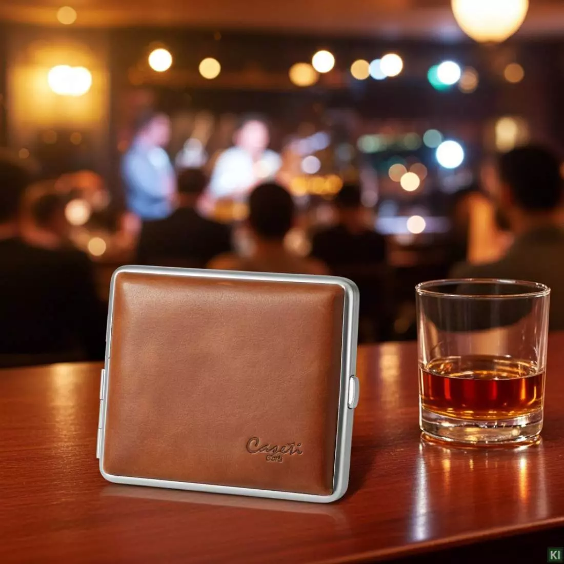 Produktbild: Zigarettenetui Caseti Leder hellbraun 18er an der Bar