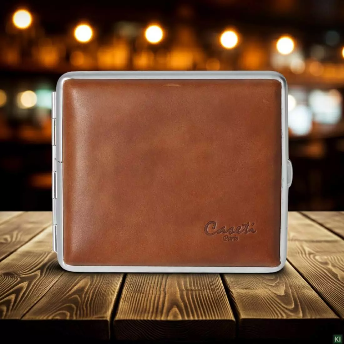 Produktbild: Zigarettenetui Caseti Leder hellbraun 18er stehend