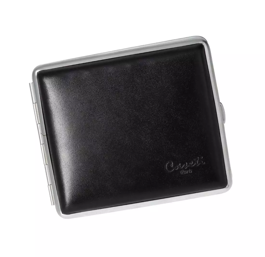 Produktbild: Zigarettenetui Caseti Leder schwarz 18er schräg