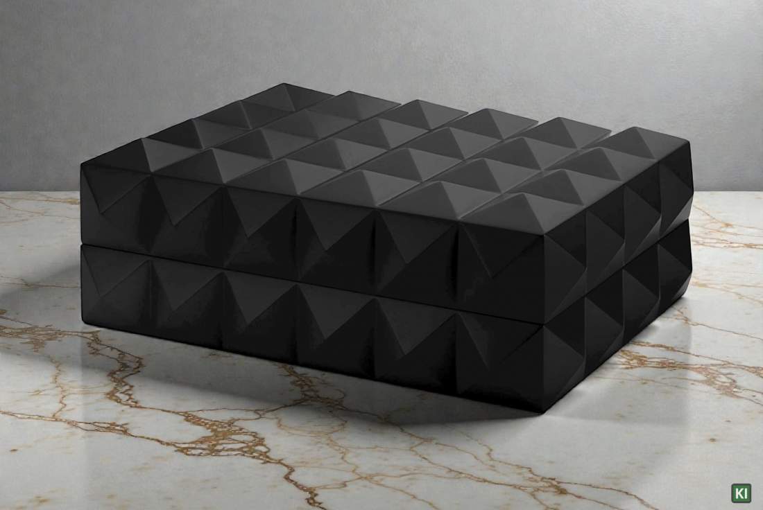 Produktbild: Humidor Quasar schwarz matt auf dem Tisch