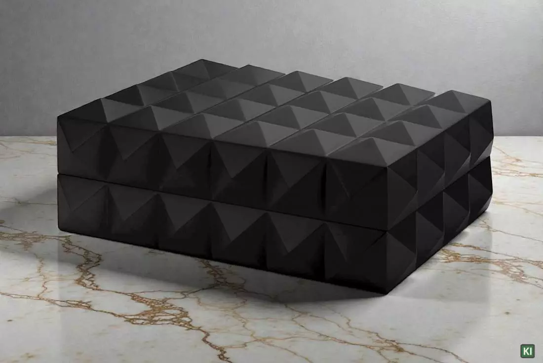 Produktbild: Humidor Quasar schwarz matt auf dem Tisch