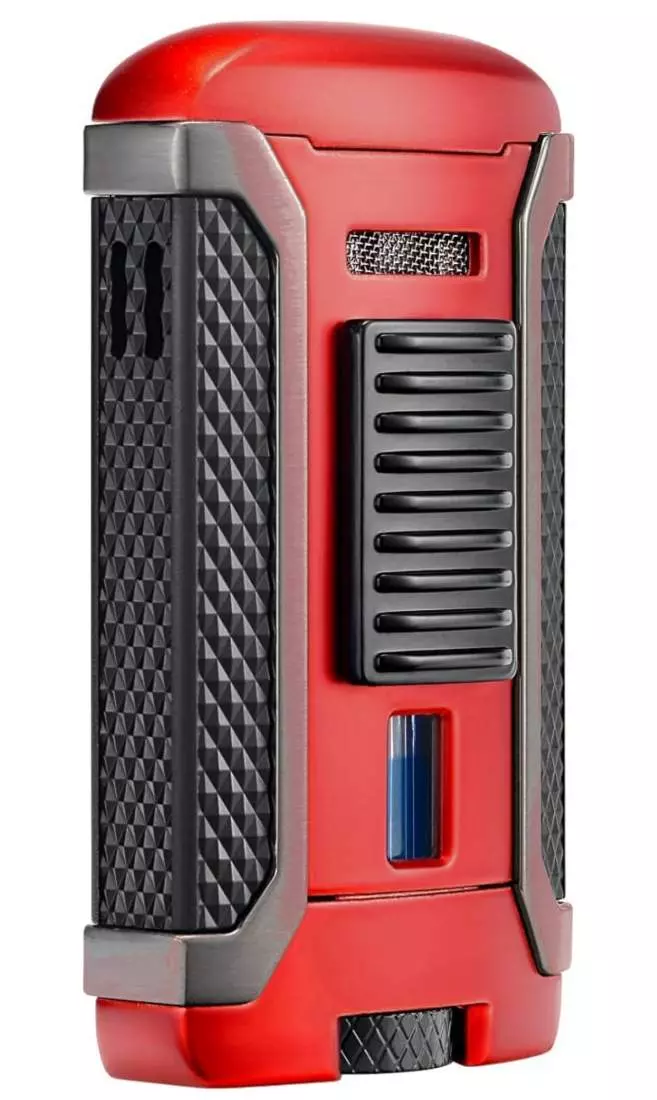 Artikelbild: Colibri Apex Feuerzeug rot metallic schwarz seitlich Produktbild: Colibri Apex Feuerzeug rot metallic schwarz seitlich