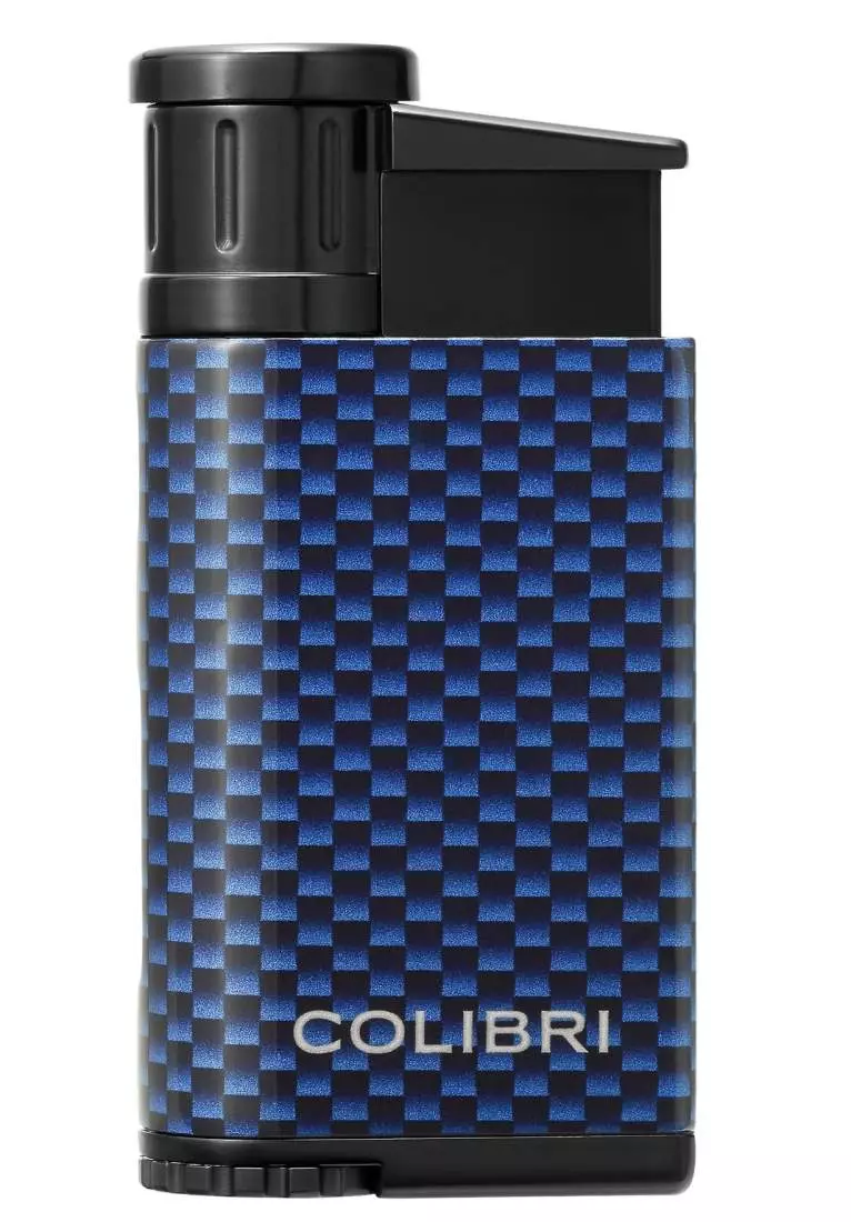 Produktbild: Colibri Evo blau Carbon Design Feuerzeug vorne