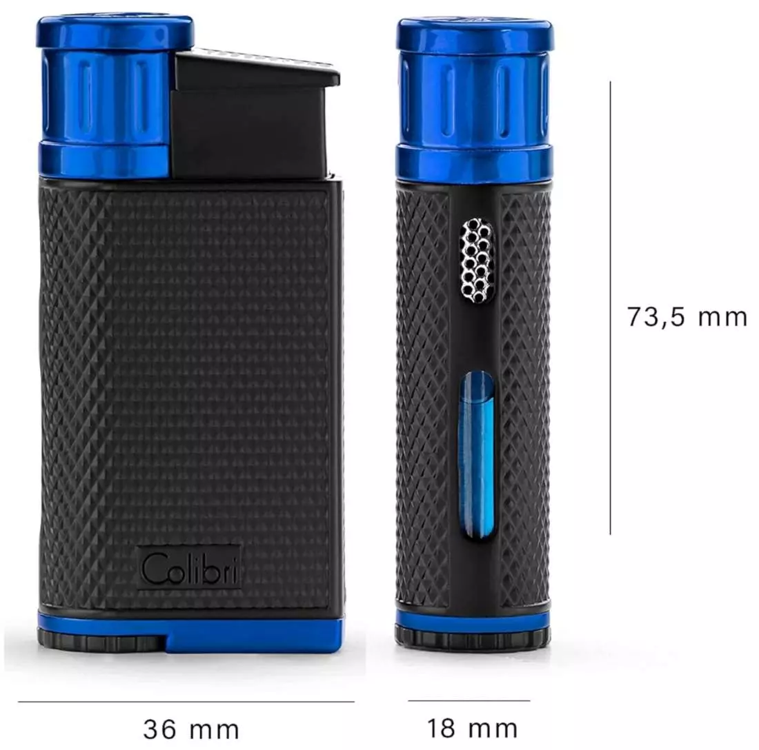 Produktbild: Colibri Evo schwarz blau Feuerzeug Abmessungen