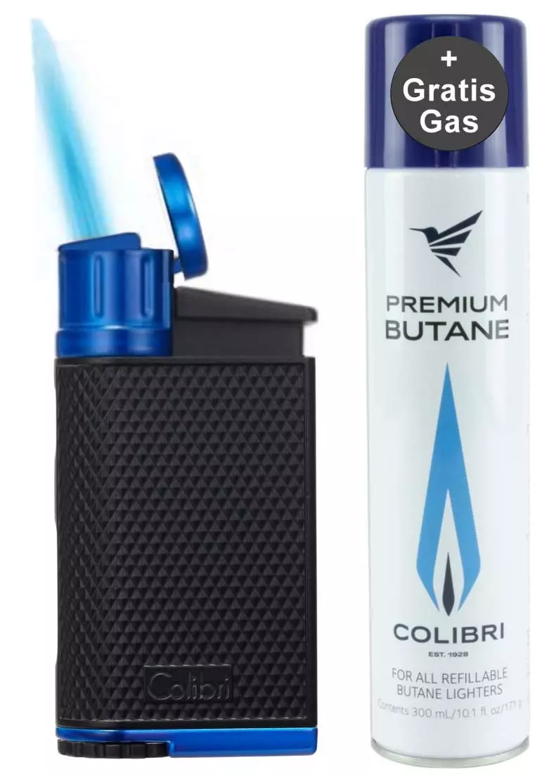 Produktbild: Colibri Evo schwarz blau Feuerzeug mit Gas