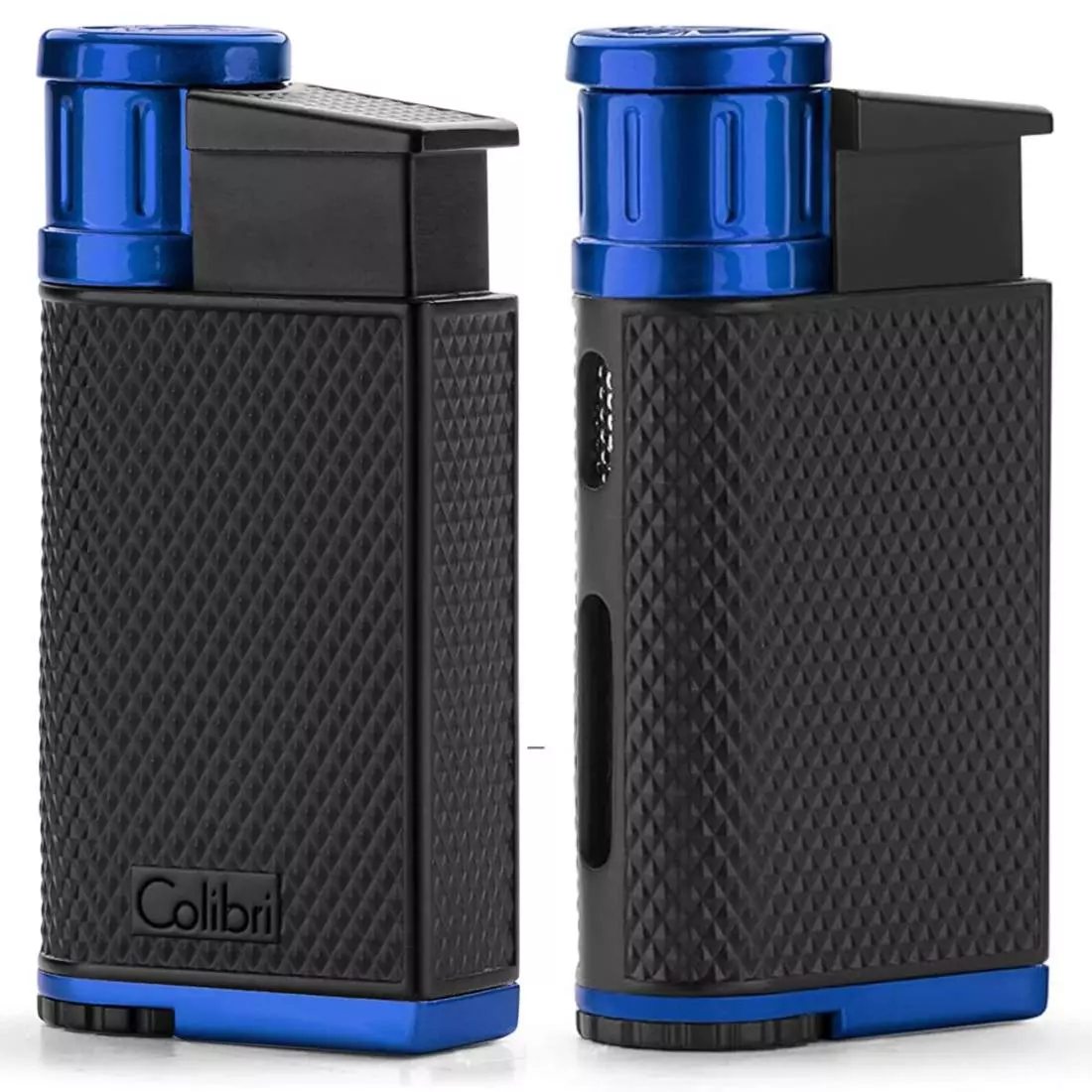 Produktbild: Colibri Evo schwarz blau Feuerzeug seitlich