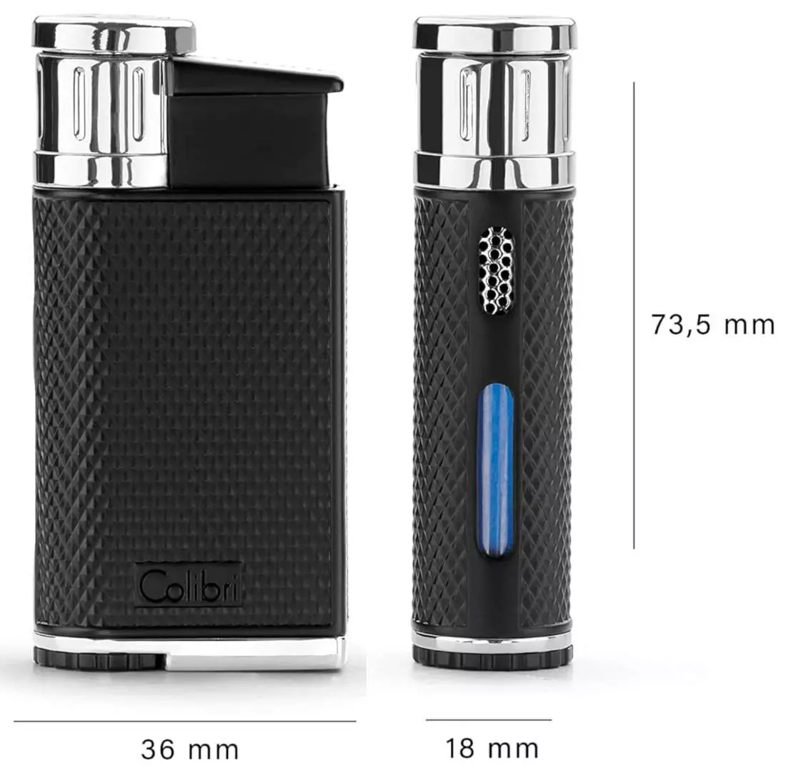 Produktbild: Colibri Evo schwarz-chrom Feuerzeug Abmessungen