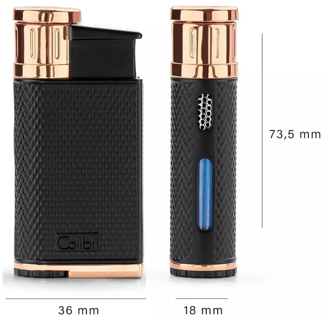Produktbild: Colibri Evo schwarz-rosegold Feuerzeug Abmessungen
