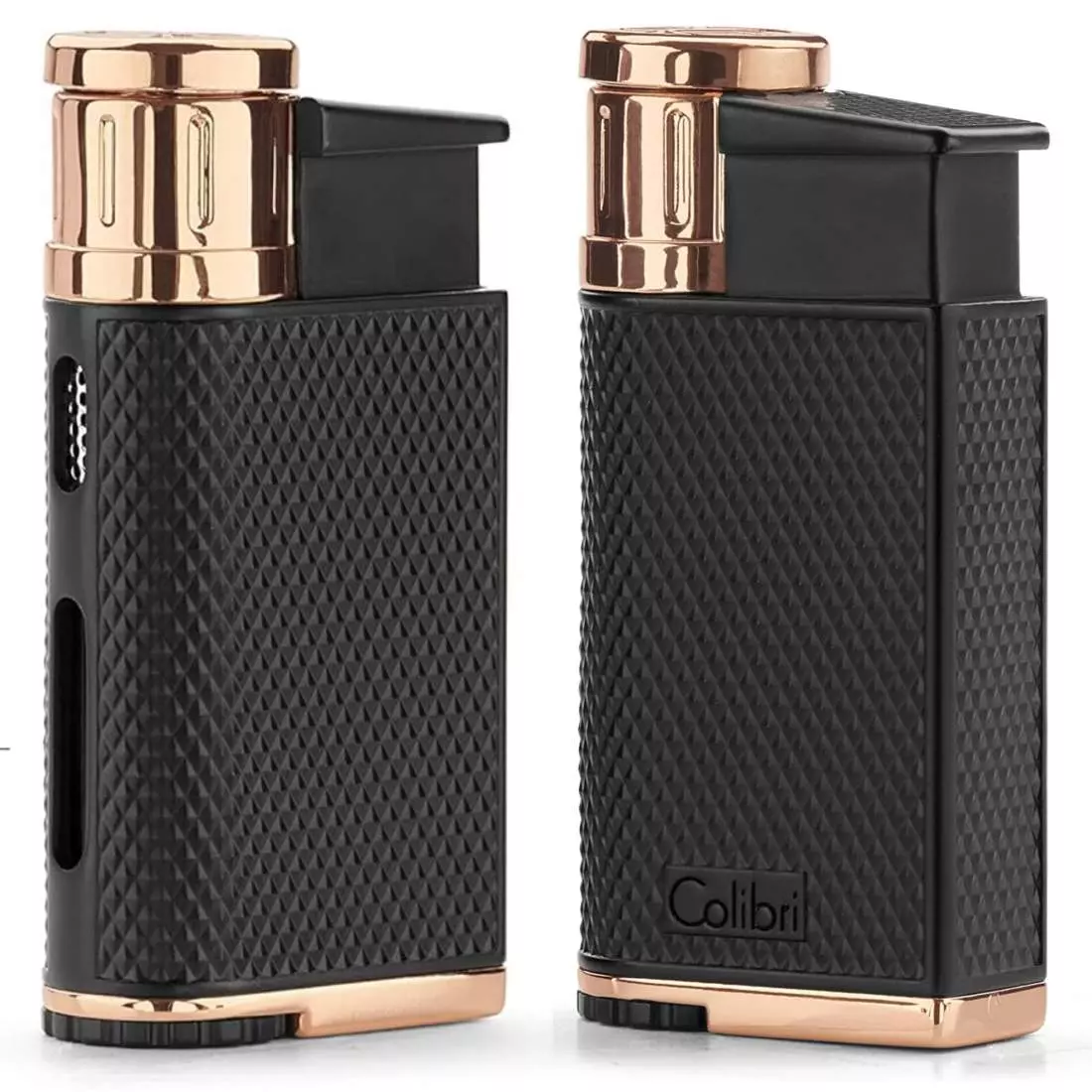 Produktbild: Colibri Evo schwarz-rosegold Feuerzeug seitlich