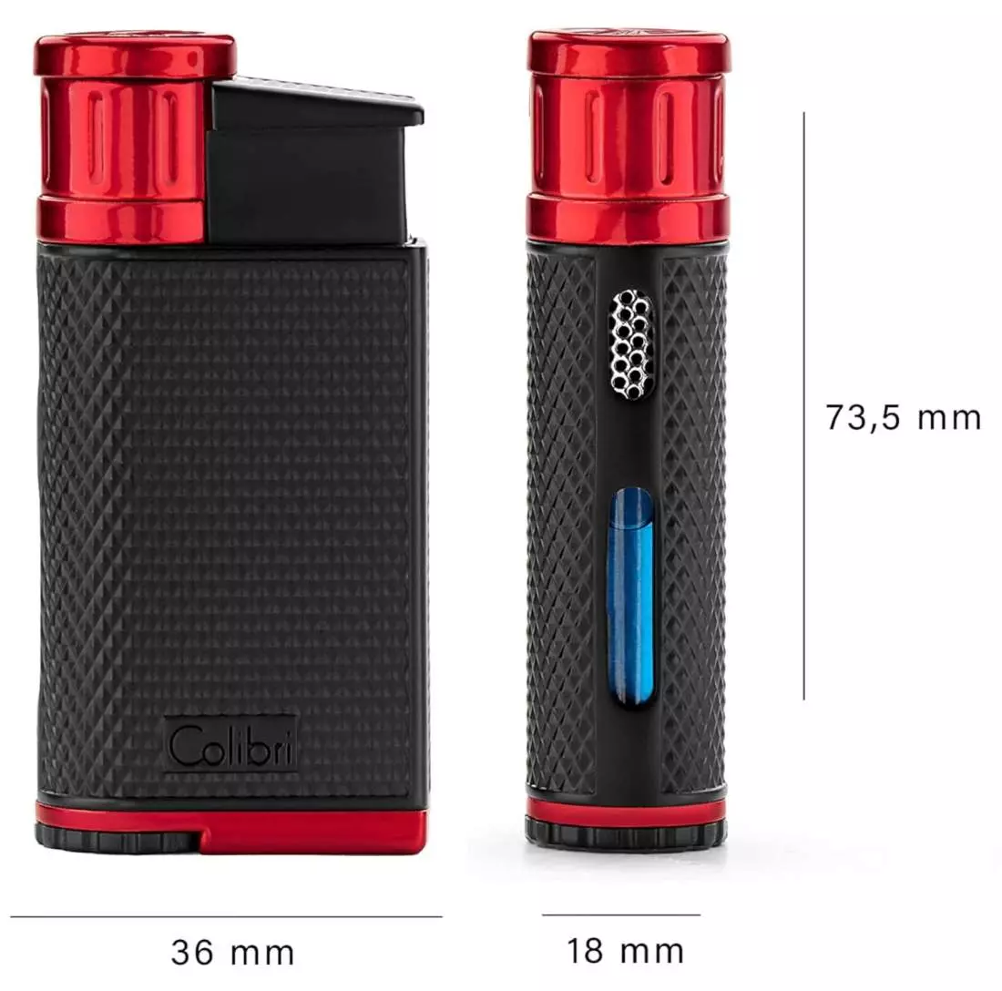 Produktbild: Colibri Evo schwarz-rot Feuerzeug Abmessungen