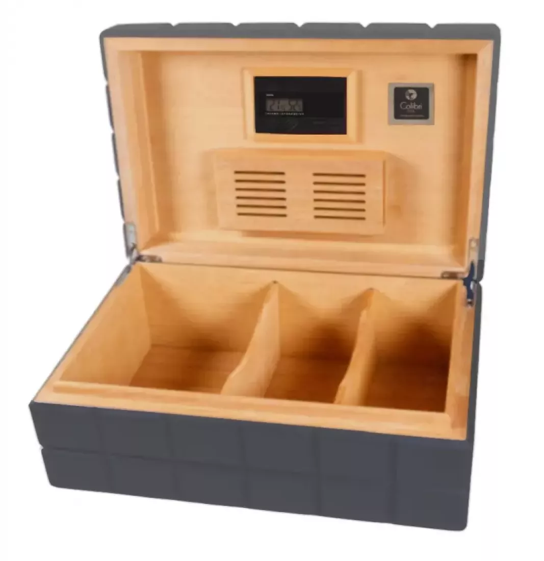 Produktbild: Colibri Humidor Heritage grau matt offen
