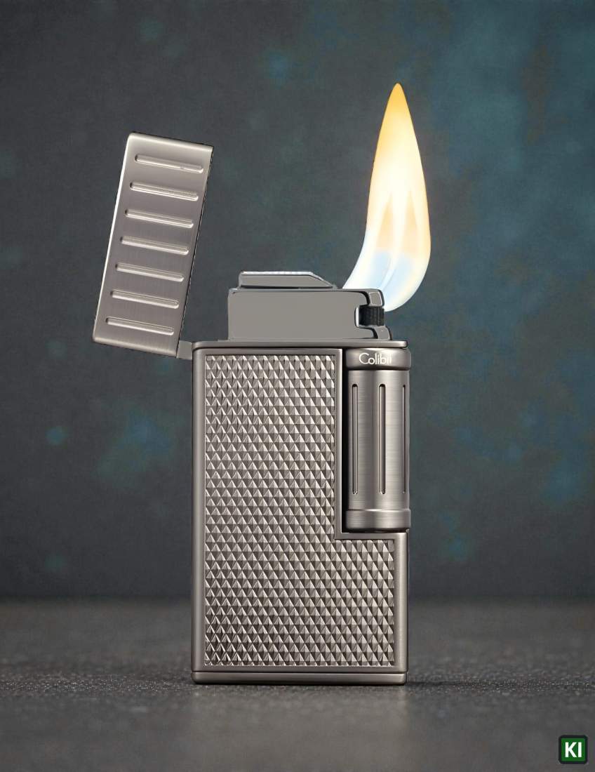 Produktbild: Colibri Feuerzeug Julius II gunfarbend mit Flamme