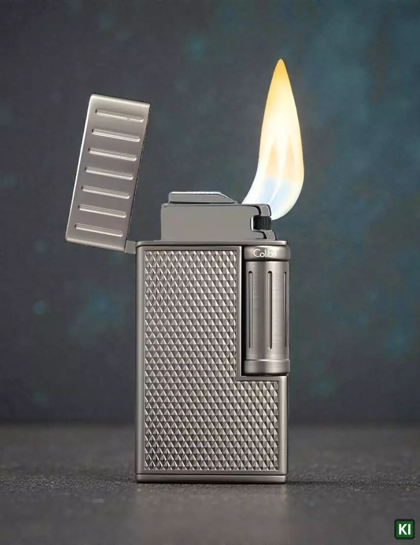 Produktbild: Colibri Feuerzeug Julius II gunfarbend mit Flamme