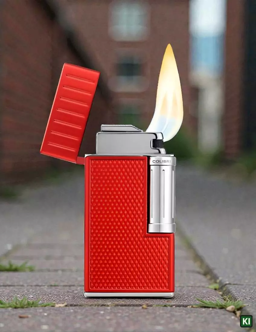 Produktbild: Colibri Feuerzeug Julius II rot - chrom mit Flamme