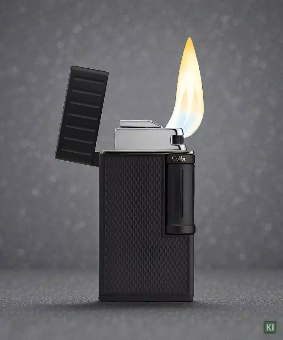 Produktbild: Colibri Feuerzeug Julius II schwarz mit Flamme