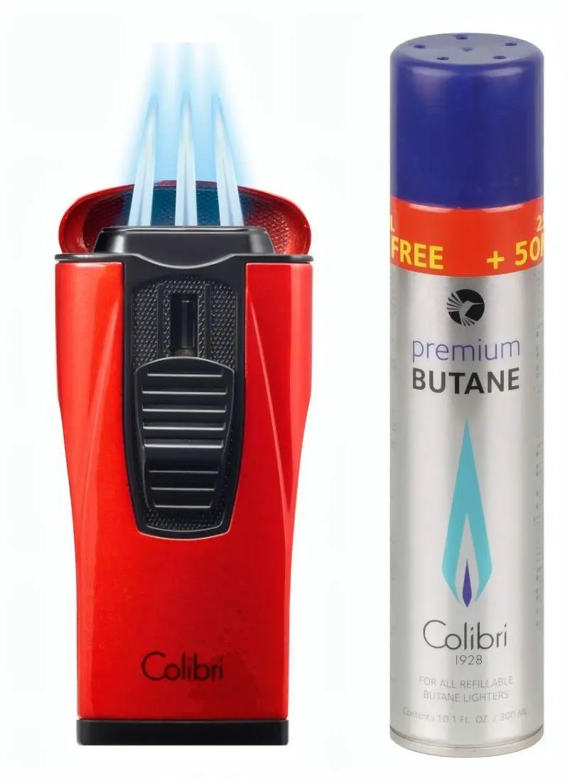 Produktbild: Colibri Monaco II Rot matt Schwarz mit 3-fach Jet-Flamme