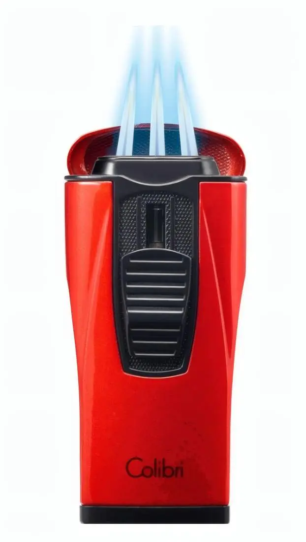 Produktbild: Colibri Monaco II Rot matt Schwarz geöffnet mit 3 Flammen
