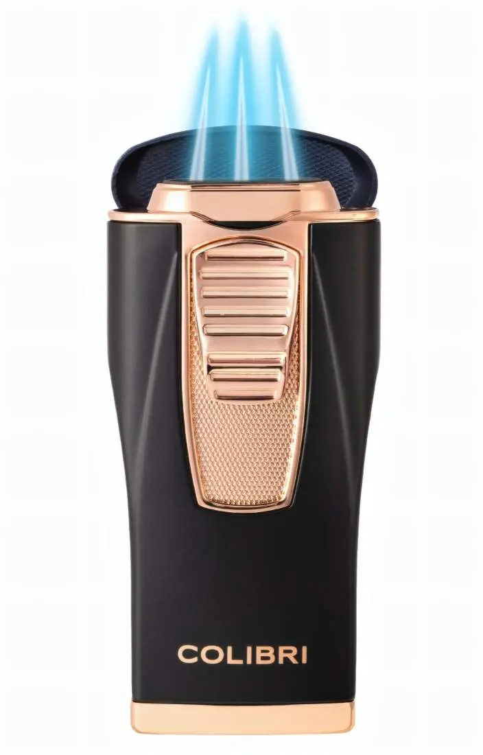 Produktbild: Colibri Monaco II Schwarz Rosegold geöffnet mit 3 Flammen