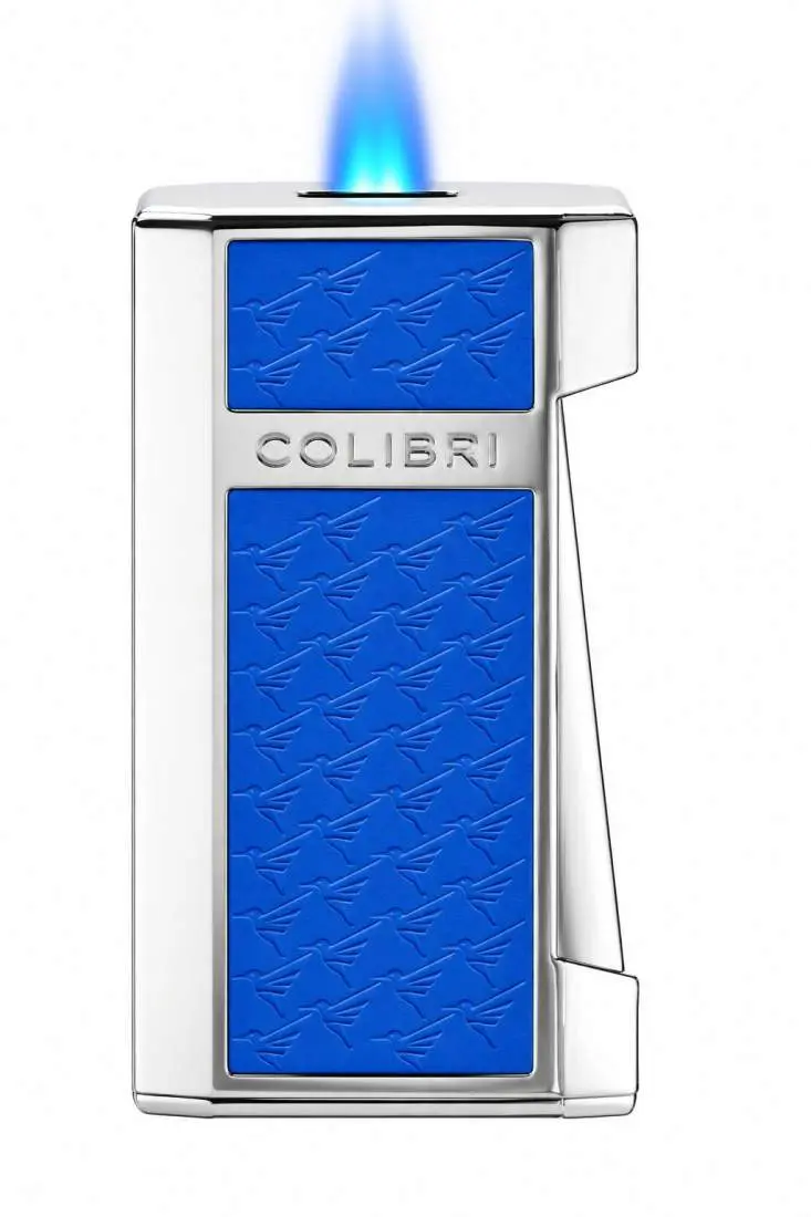 Produktbild: Colibri Mosaic Blau / Chrom mit breiter Flat Flame gezündet