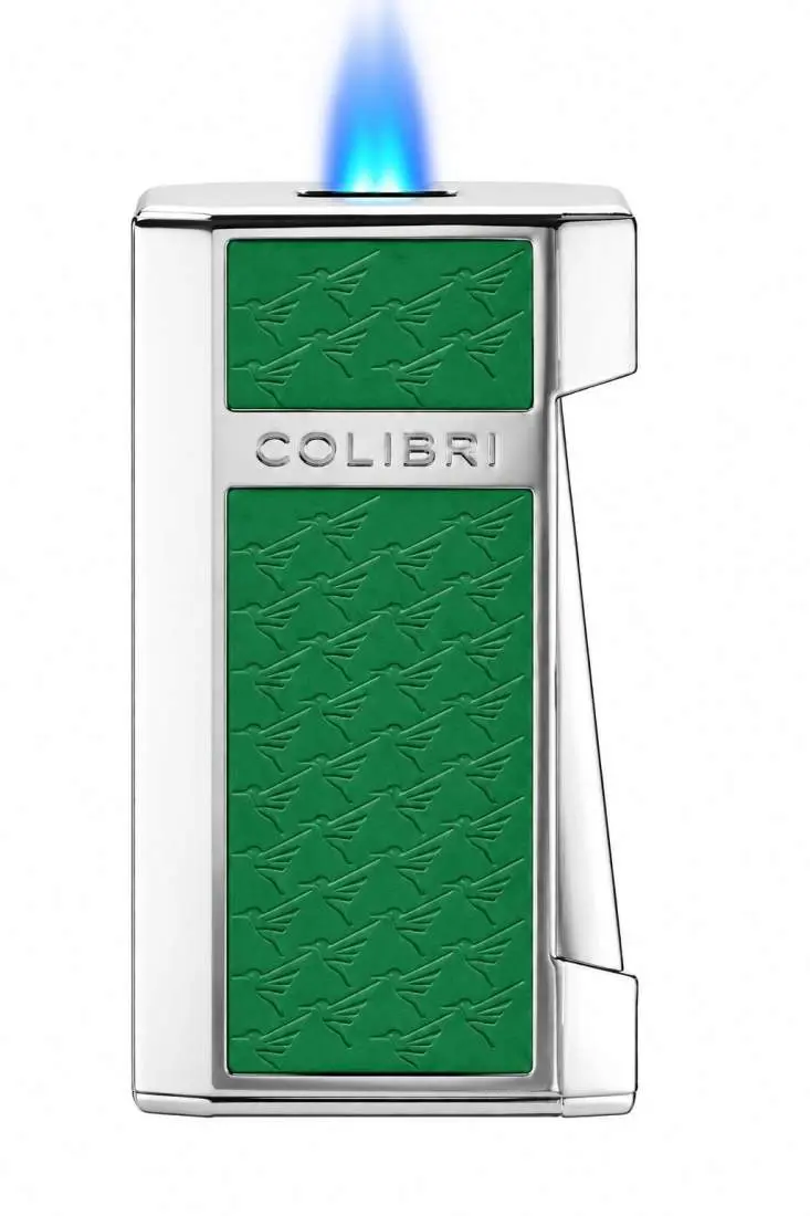 Produktbild: Colibri Mosaic Grün / Chrom mit breiter Flat Flame gezündet