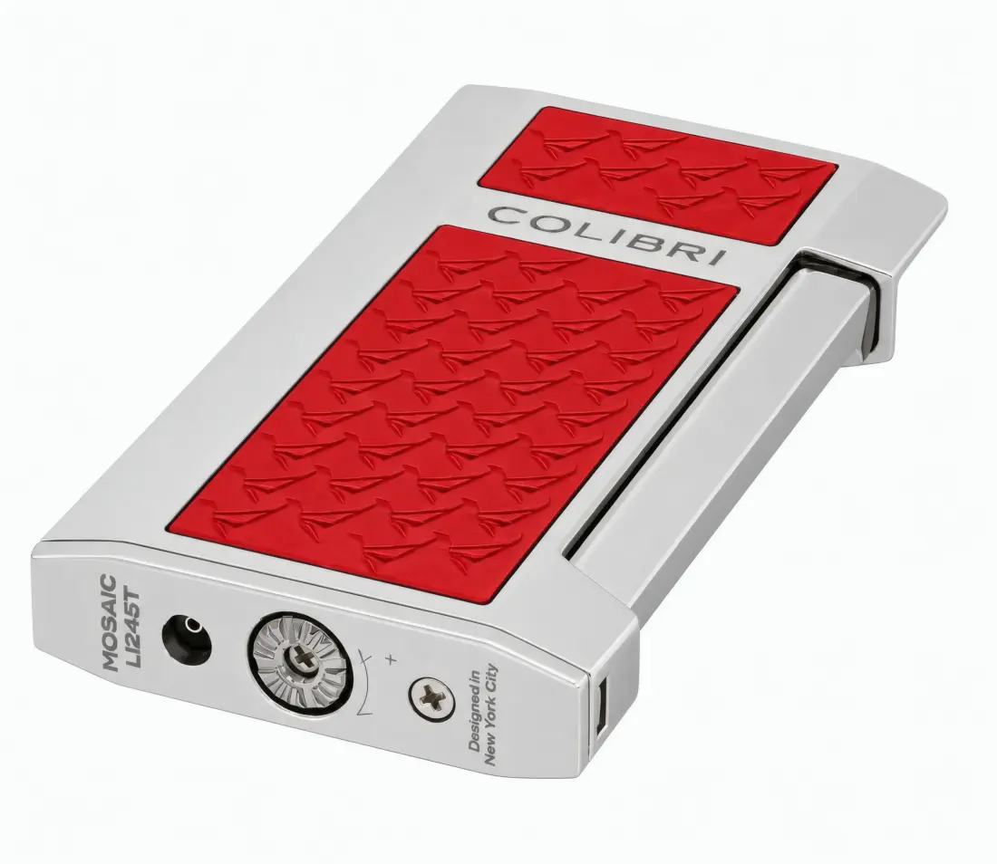 Produktbild: Colibri Mosaic Rot / Chrom mit breiter Flat Flame Unterseite