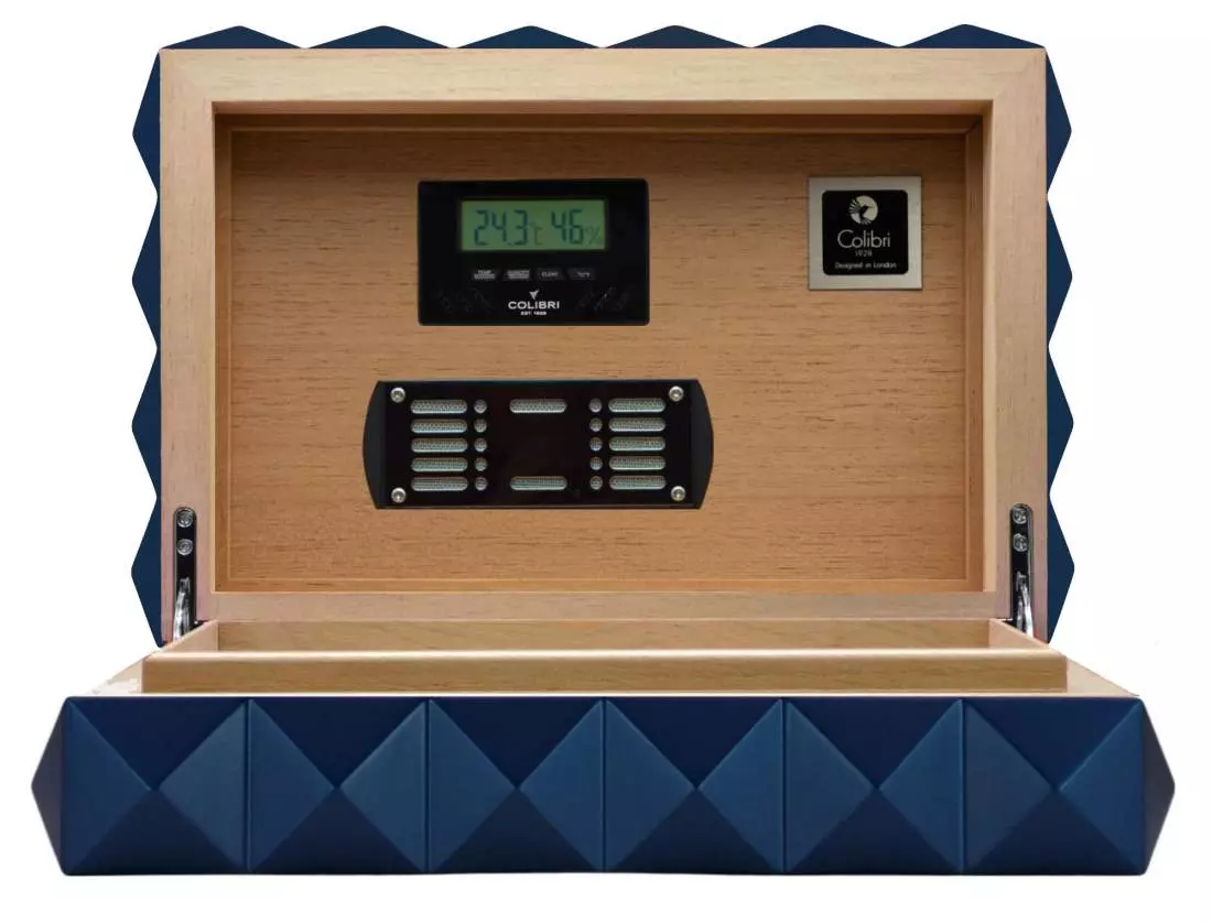Produktbild: Colibri Humidor Quasar blau offen übereinander