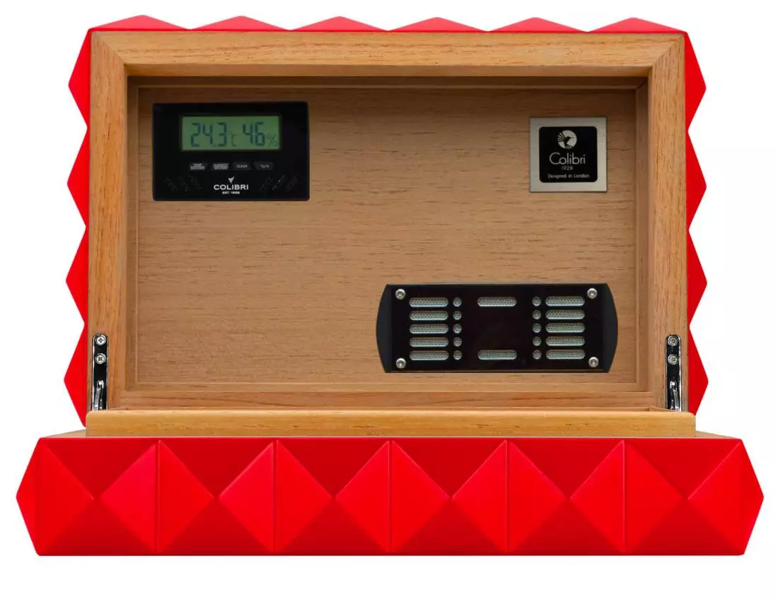 Produktbild: Colibri Humidor Quasar rot offen diagonal