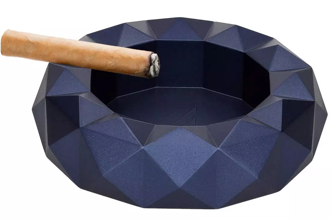 Produktbild: Colibri Quasar rund Marine blau Zigarrenascher mit Zigarre