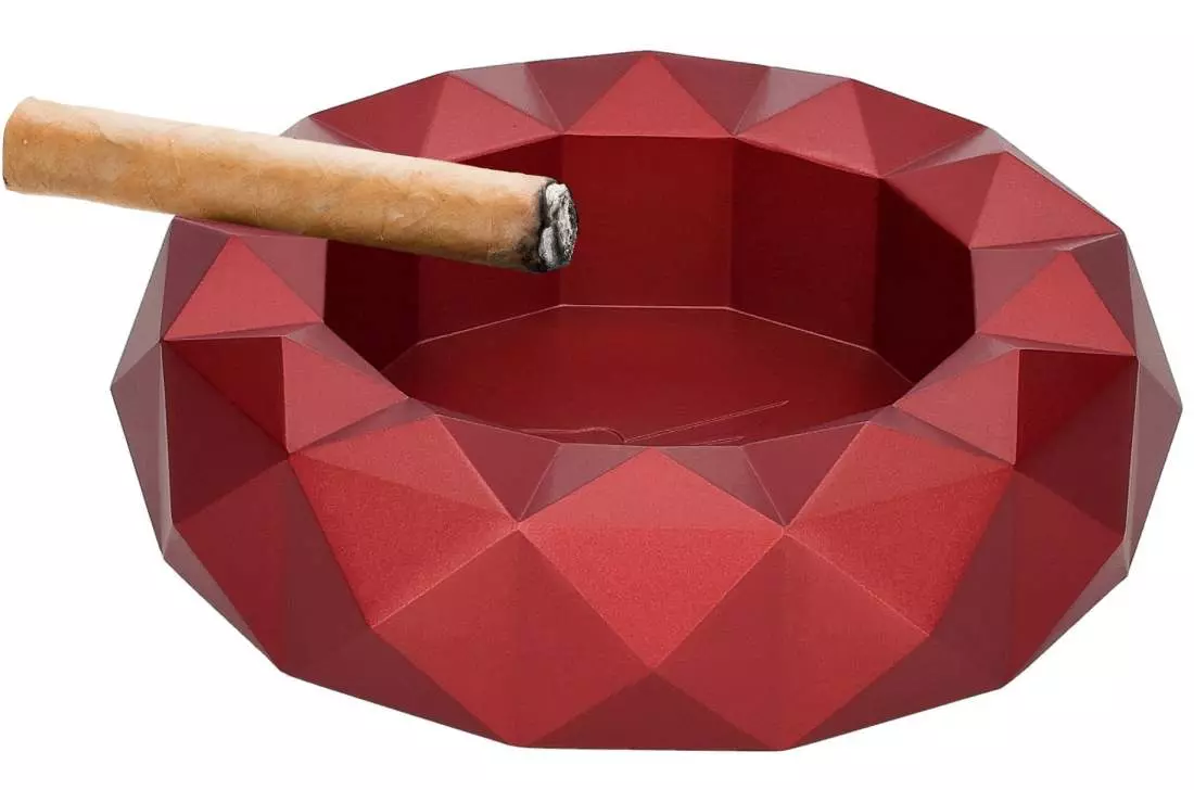 Produktbild: Colibri Quasar rund rot Zigarrenascher mit Zigarre