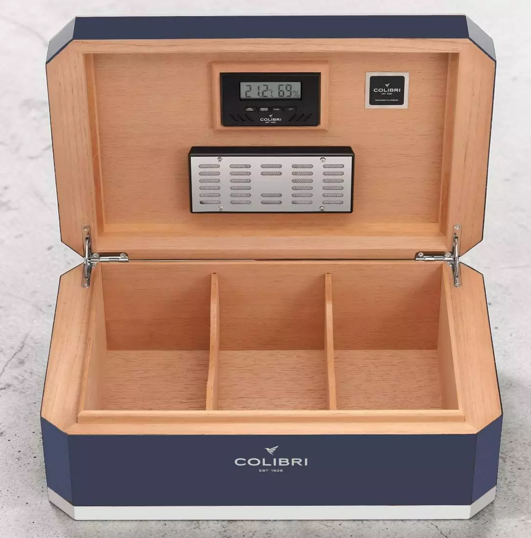 Produktbild: Colibri Humidor Rally blau silber innen