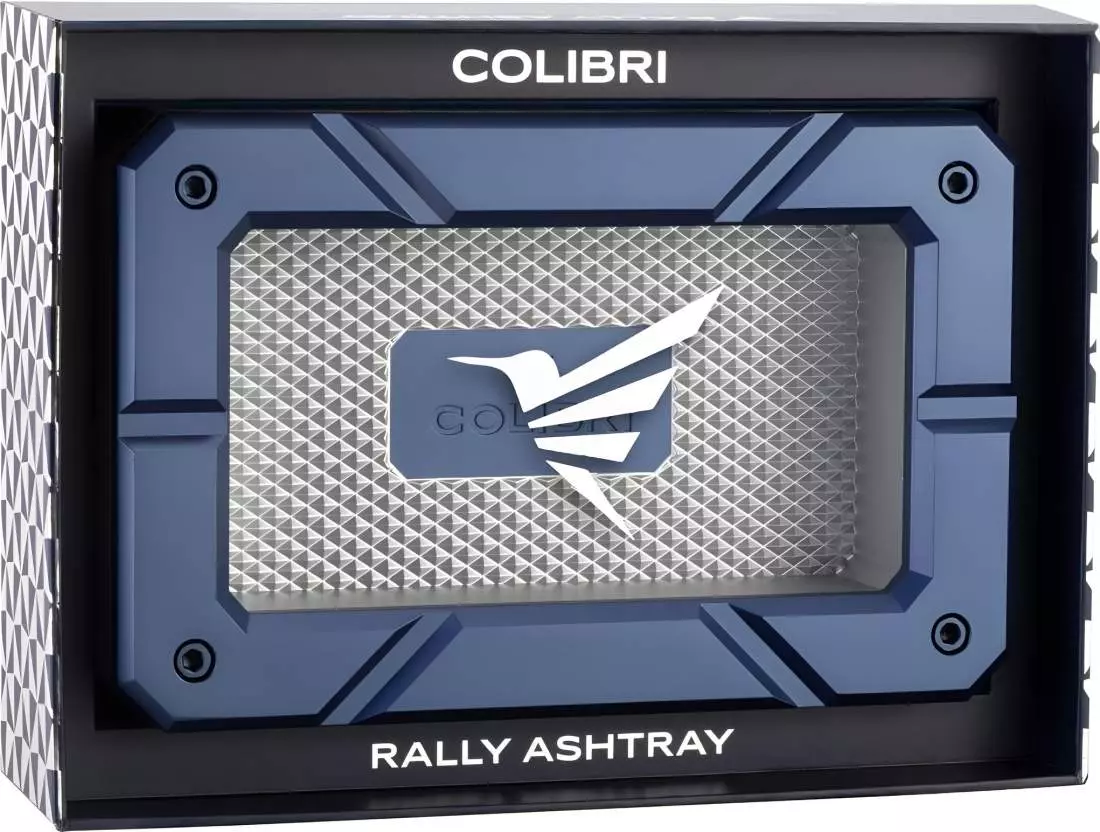 Produktbild: Colibri Rally Zigarrenascher marineblau silber in Verpackung