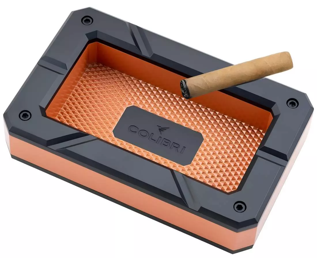 Produktbild: Colibri Rally Zigarrenascher schwarz rosegold mit Zigarre