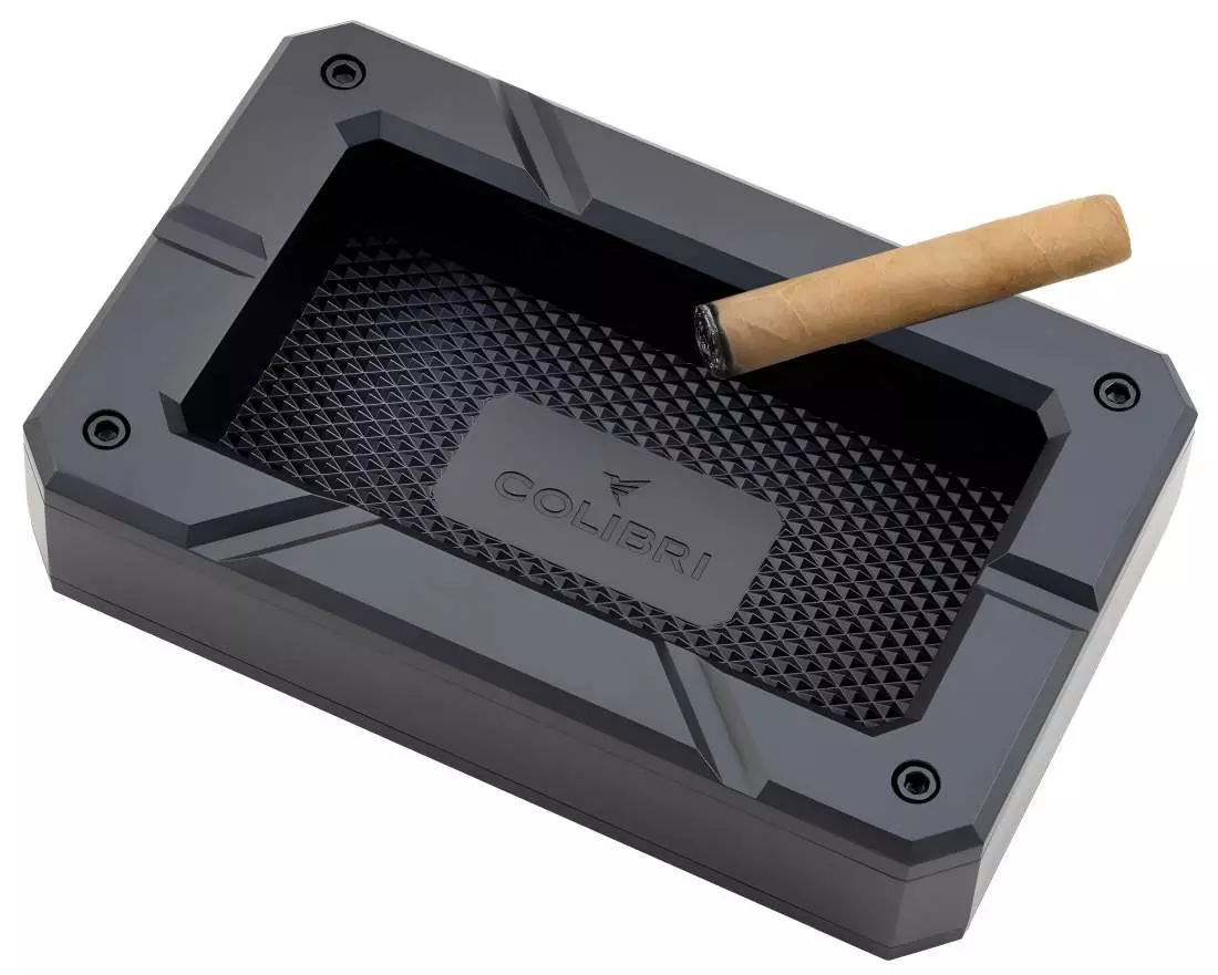 Produktbild: Colibri Rally Zigarrenascher schwarz mit Zigarre