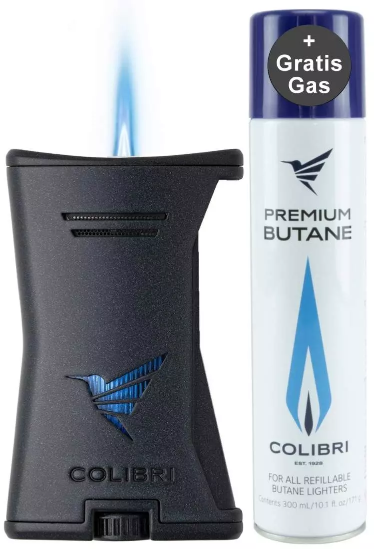 Artikelbild: Colibri Slim schwarz-schwarz mit 1-fach Jet-Flamme Produktbild: Colibri Slim schwarz-schwarz mit 1-fach Jet-Flamme
