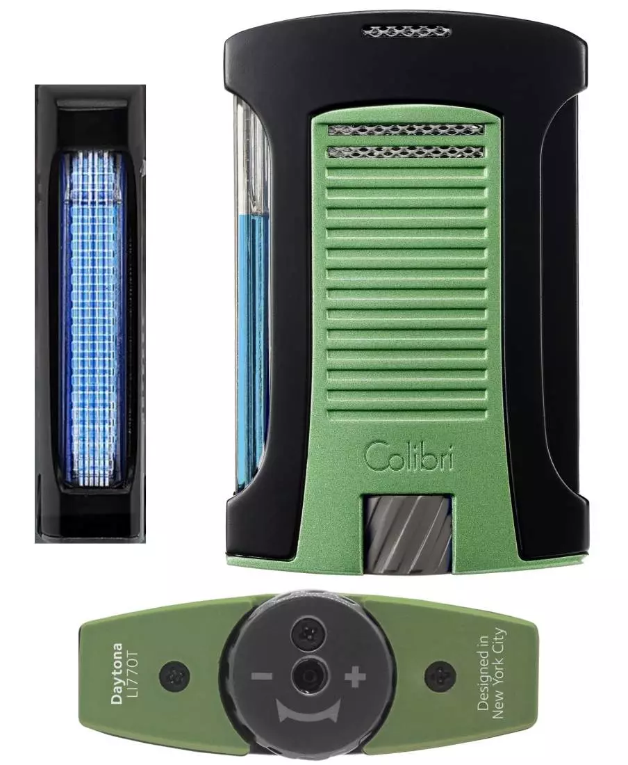 Artikelbild: Colibri Daytona II grün schwarz Feuerzeug mehrere Ansichten Produktbild: Colibri Daytona II grün schwarz Feuerzeug mehrere Ansichten