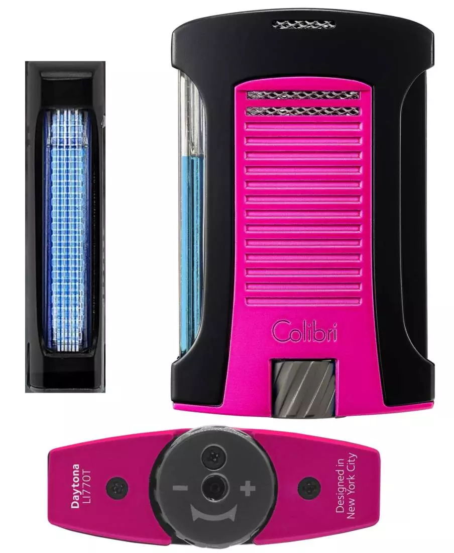 Artikelbild: Colibri Daytona II pink schwarz Feuerzeug mehrere Ansichten Produktbild: Colibri Daytona II pink schwarz Feuerzeug mehrere Ansichten