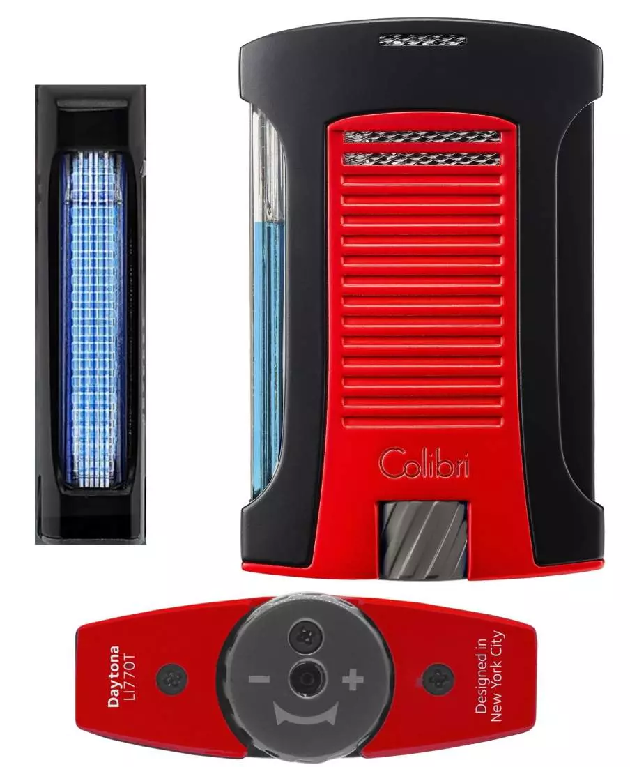Artikelbild: Colibri Daytona II rot schwarz Feuerzeug mehrere Ansichten Produktbild: Colibri Daytona II rot schwarz Feuerzeug mehrere Ansichten