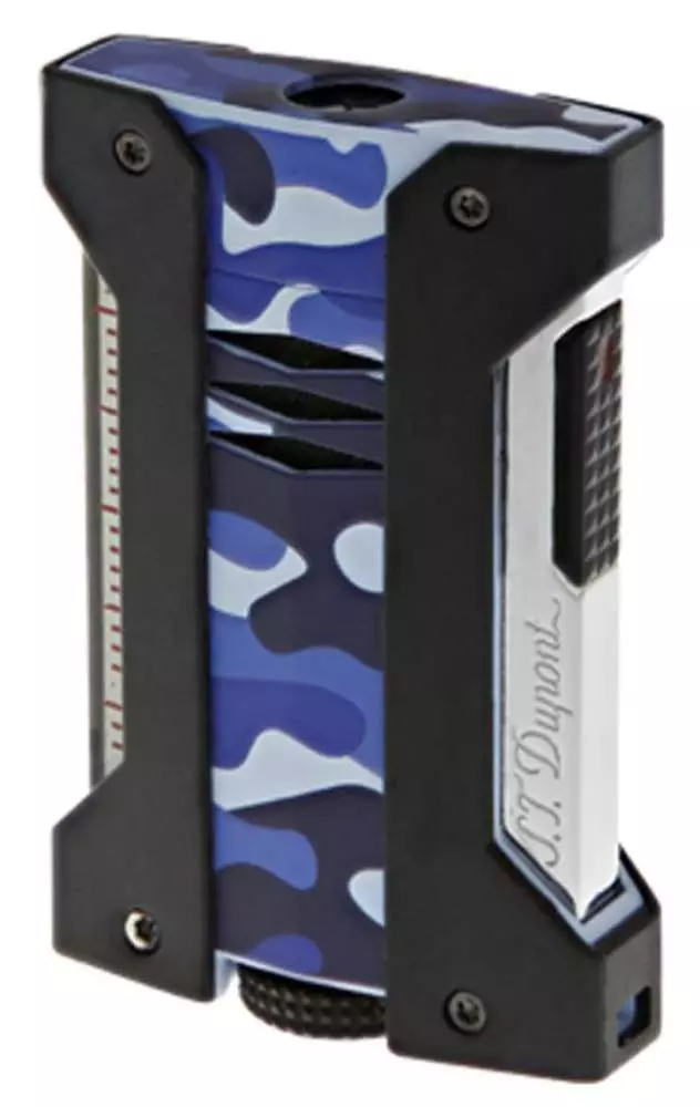 S.T. Dupont Feuerzeug Defi Extreme Camouflage Blau mit Gratisgas