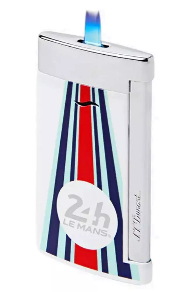 S.T. Dupont 24h Le Mans Feuerzeug Slim 7 weiss blau rot chrom