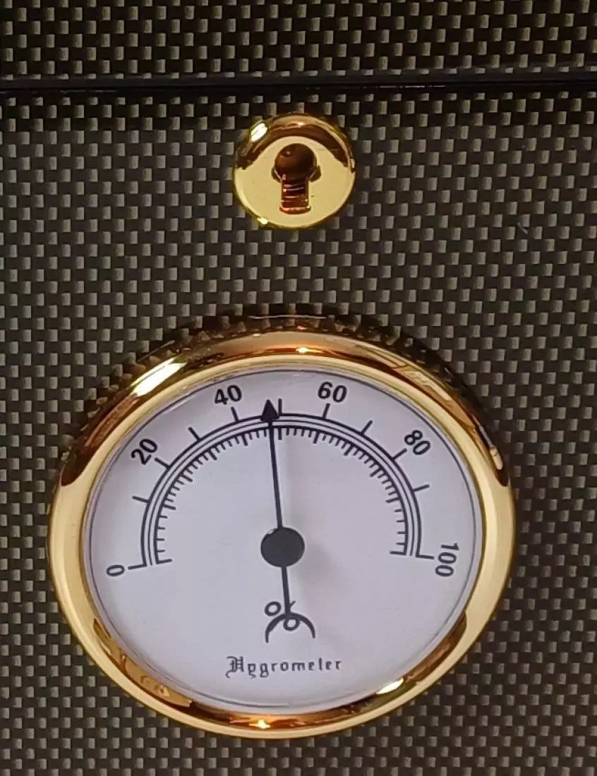 Produktbild: Humidor Carbondesign grün/orange 563113 Hygrometer