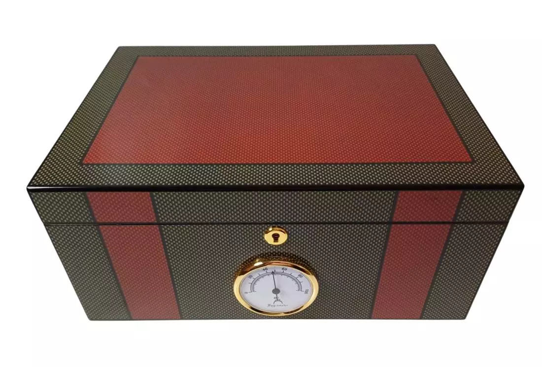 Produktbild: Humidor Carbondesign grün/orange 563113 vorne oben