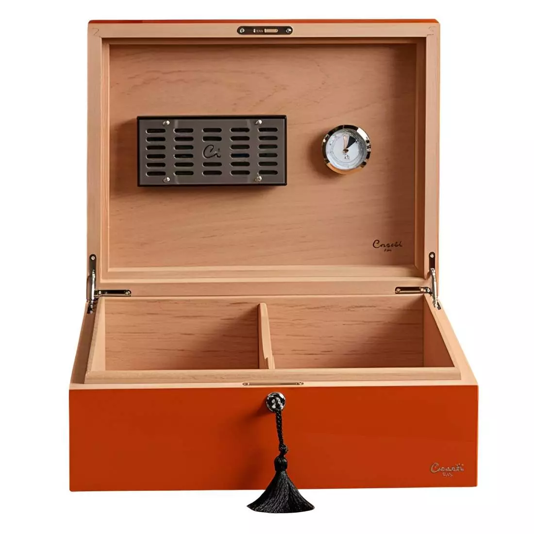 Produktbild: Humidor Caseti Paris orange vorne offen