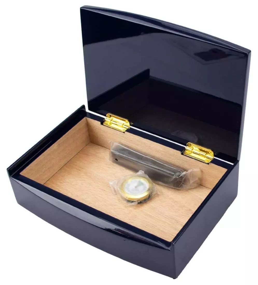 Produktbild: Humidor dunkelblau glänzend offen